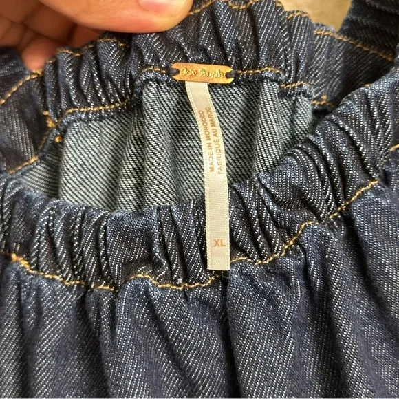 Free People Dark Denim Blue Babydoll Mini Dress - Picture 7 of 7